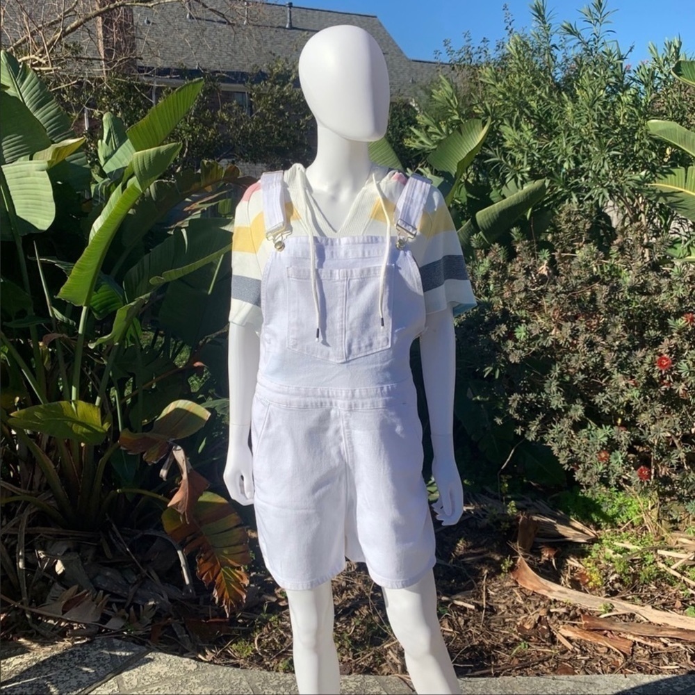 💋NWT FRAME Palazzo Denim Short Zip White Overalls - Picture 2 of 15